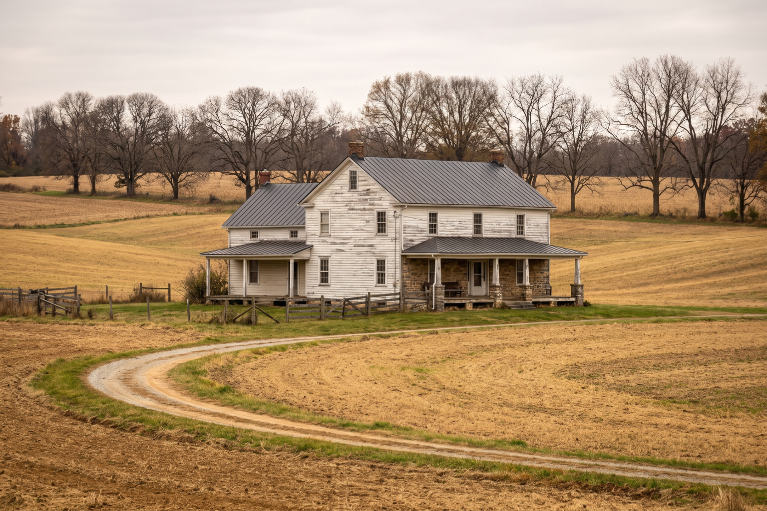 Farmhouse with open fields in Harford County