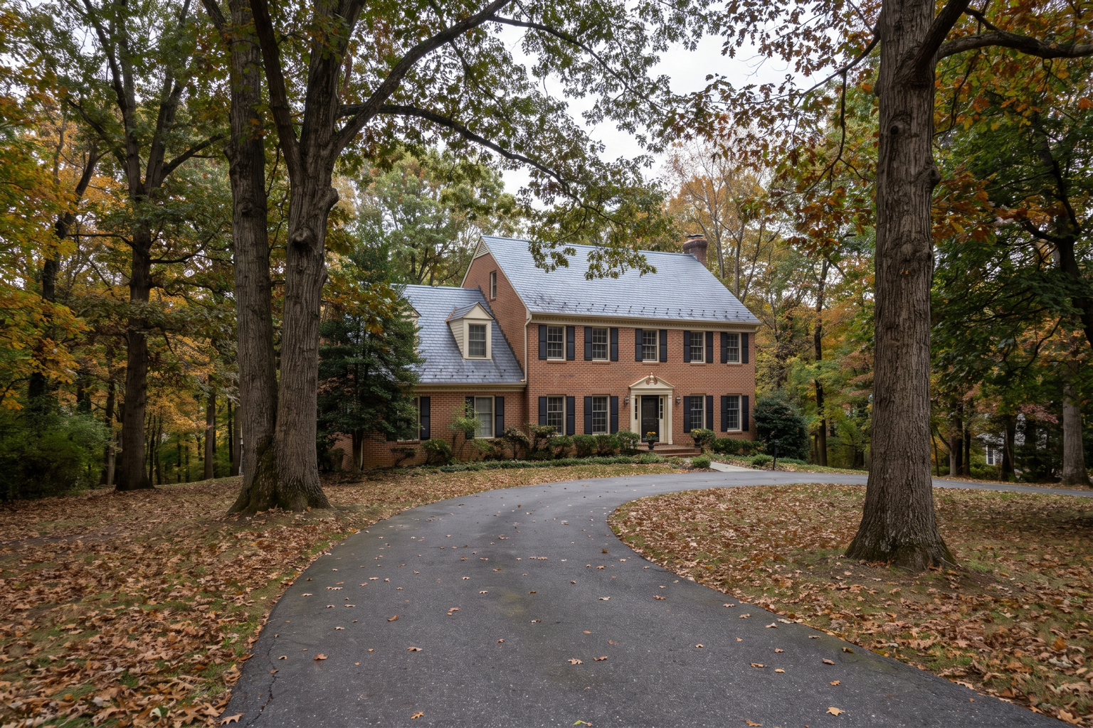 Colonial house on a wooded Howard County lot