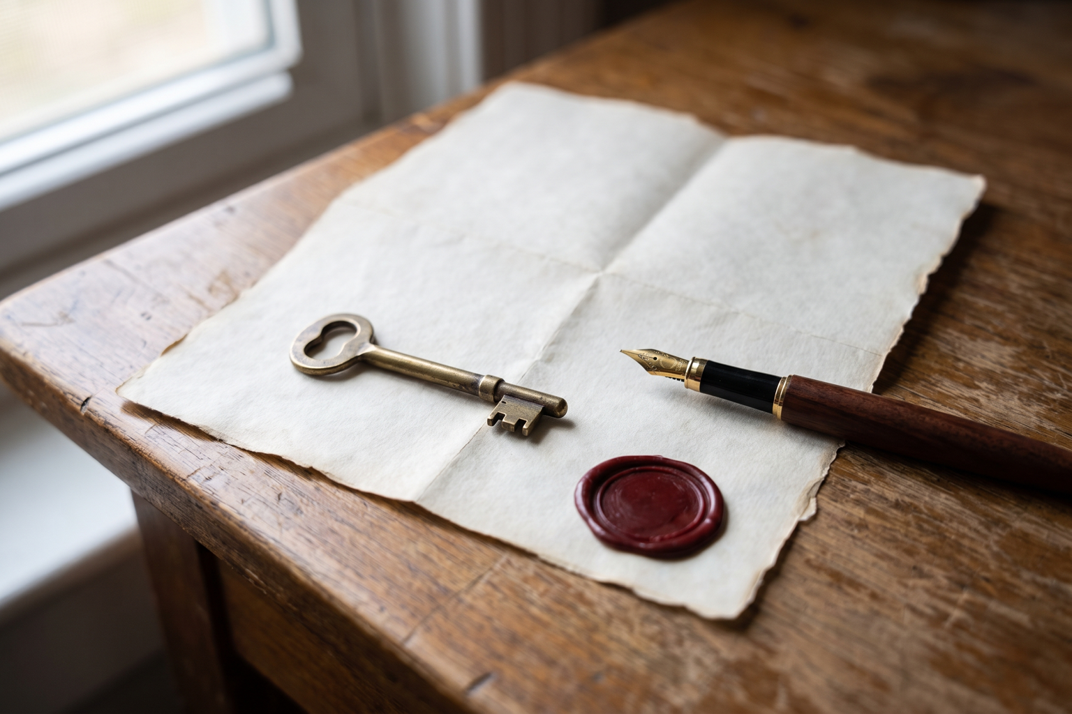 House-sale paperwork and keys on a desk